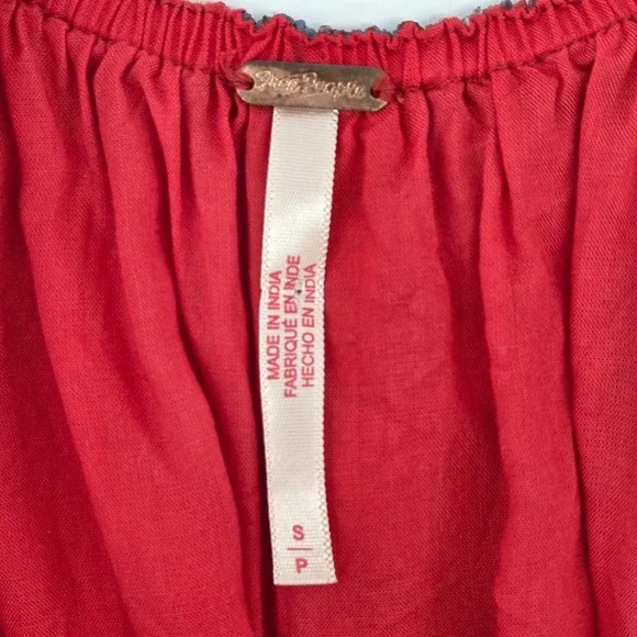 Free People Julianna Maxi Dress Red Cherry Floral Tiered Boho Summer Festival S - Picture 4 of 11